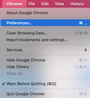 Google Chrome Preferences