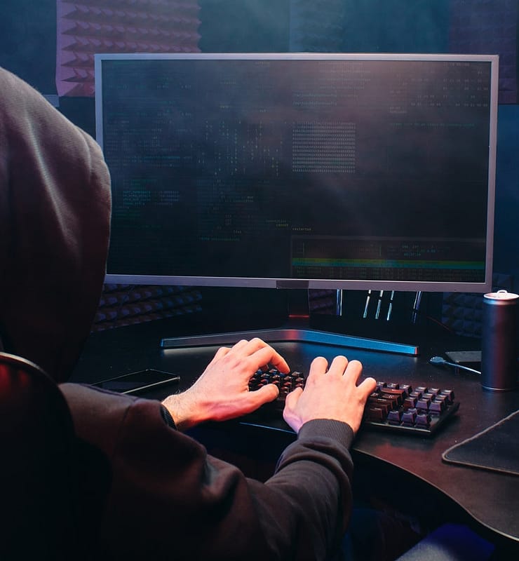 Hacker die phishing poging uitvoert